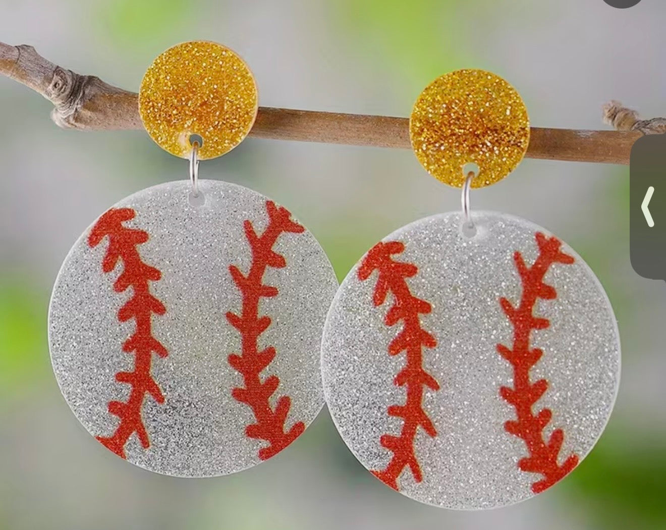Baseball drop earrings