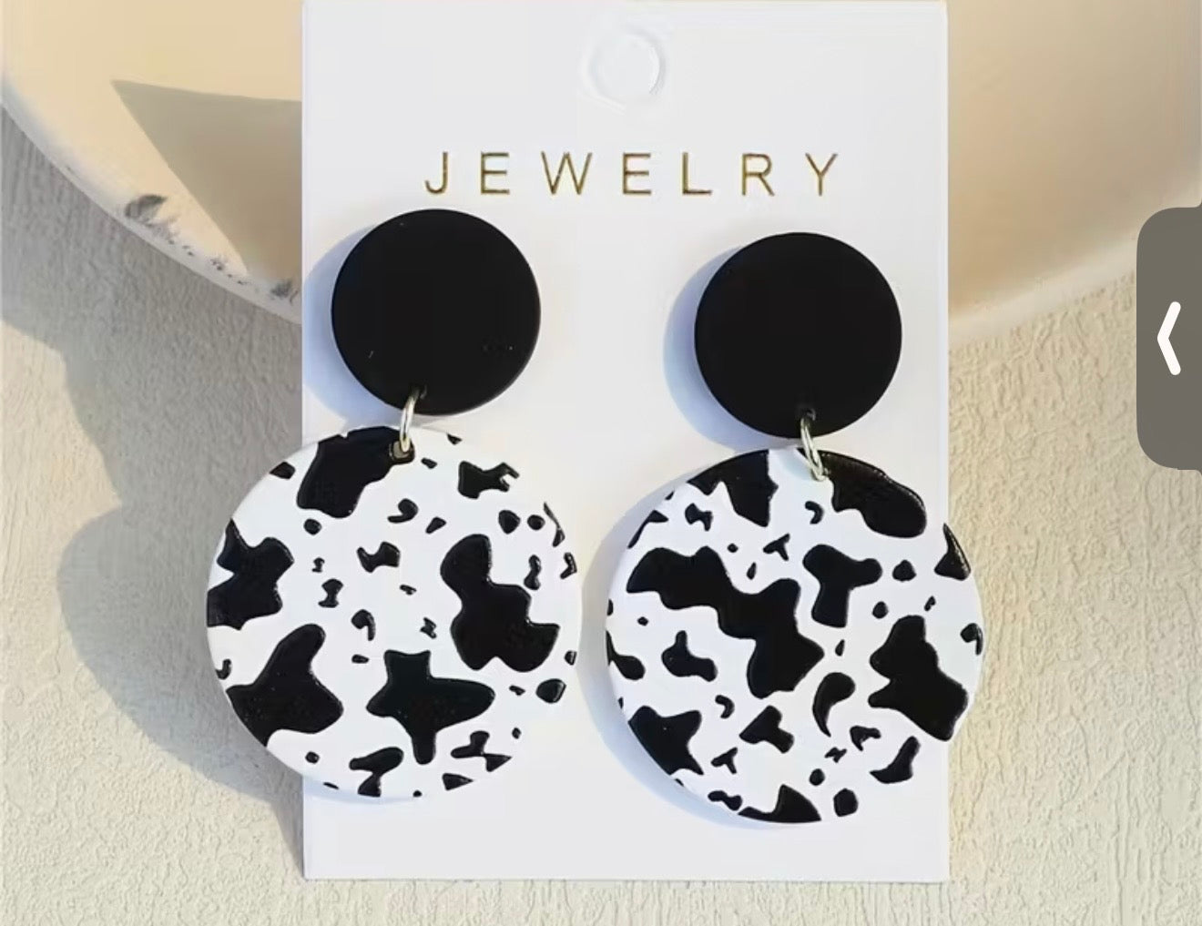 Cow print drop earrings